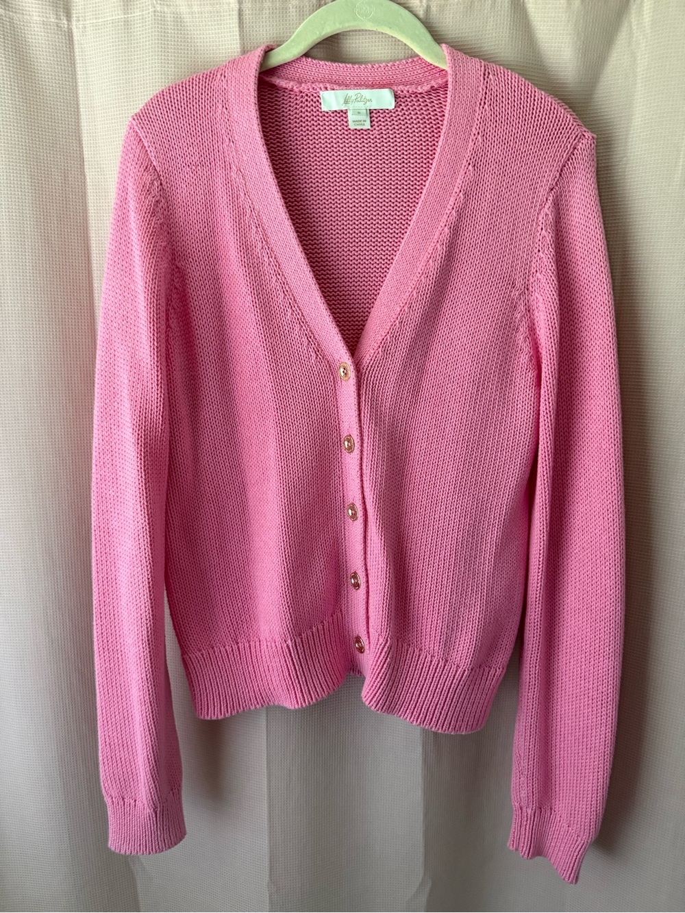 Lilly Pulitzer Pink V-Neck Button Front Women's Cardigan Sweater